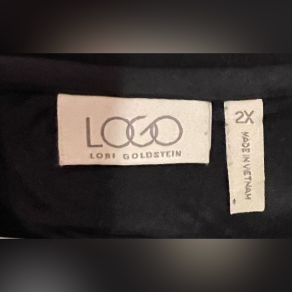 LOGO by Lori Goldstein Short Sleeve Knit Top With Chiffon Trim. Black. 2X - Picture 3 of 13